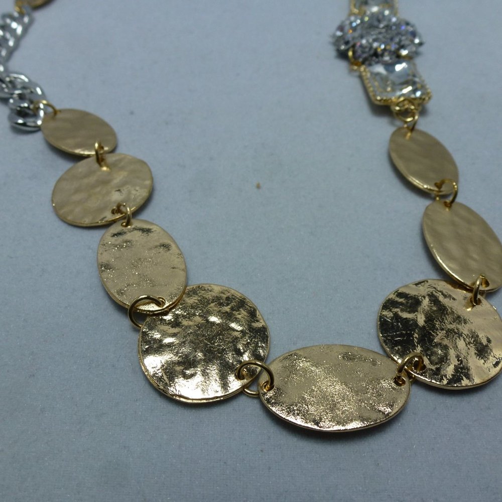 Gold and Silver Two-Tone Coin Fashion Pendant Necklace NWOT $84 retail - Picture 7 of 8